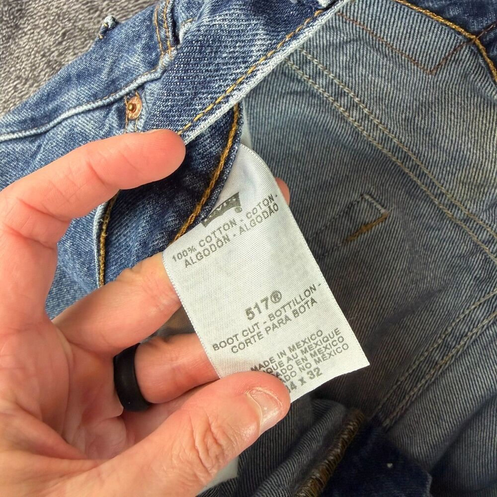 Levi's 517 Bootcut Blue Denim Jeans Men's 34X32 (33X31) Cowboy Western - Picture 4 of 13